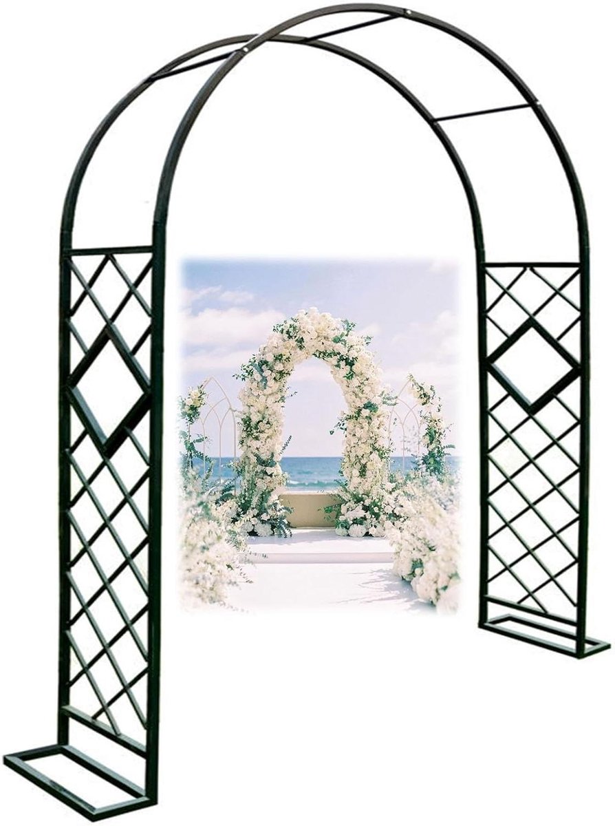 Metalen Tuinboog - Klimplant Trellis - Tuin Decoratie - Roestbestendige Coating - 180x230cm - Groen