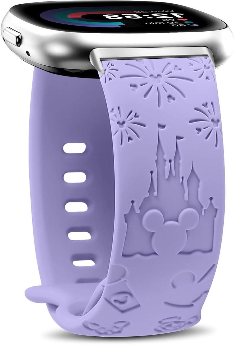 Cartoon Armband - Siliconen Bandje - Smartwatch Gebruik - Gegraveerd Ontwerp - 15 x 55 x 08 cm - Paars
