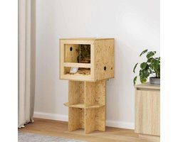 OSB Terrarium - Reptielenbak Knaagdierverblijf - Huisdieren Huisvesten - Geïntegreerde Thermometer - 100 x 50 x 50 cm - Bruin