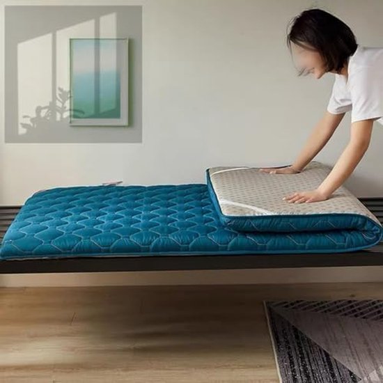 Japanse Vloermatras - Futon Mat Slaapkussen - Comfortabel Slapen - Dikke Opvouwbare Topper - 120 x 200 cm - Roze — afbeelding 3