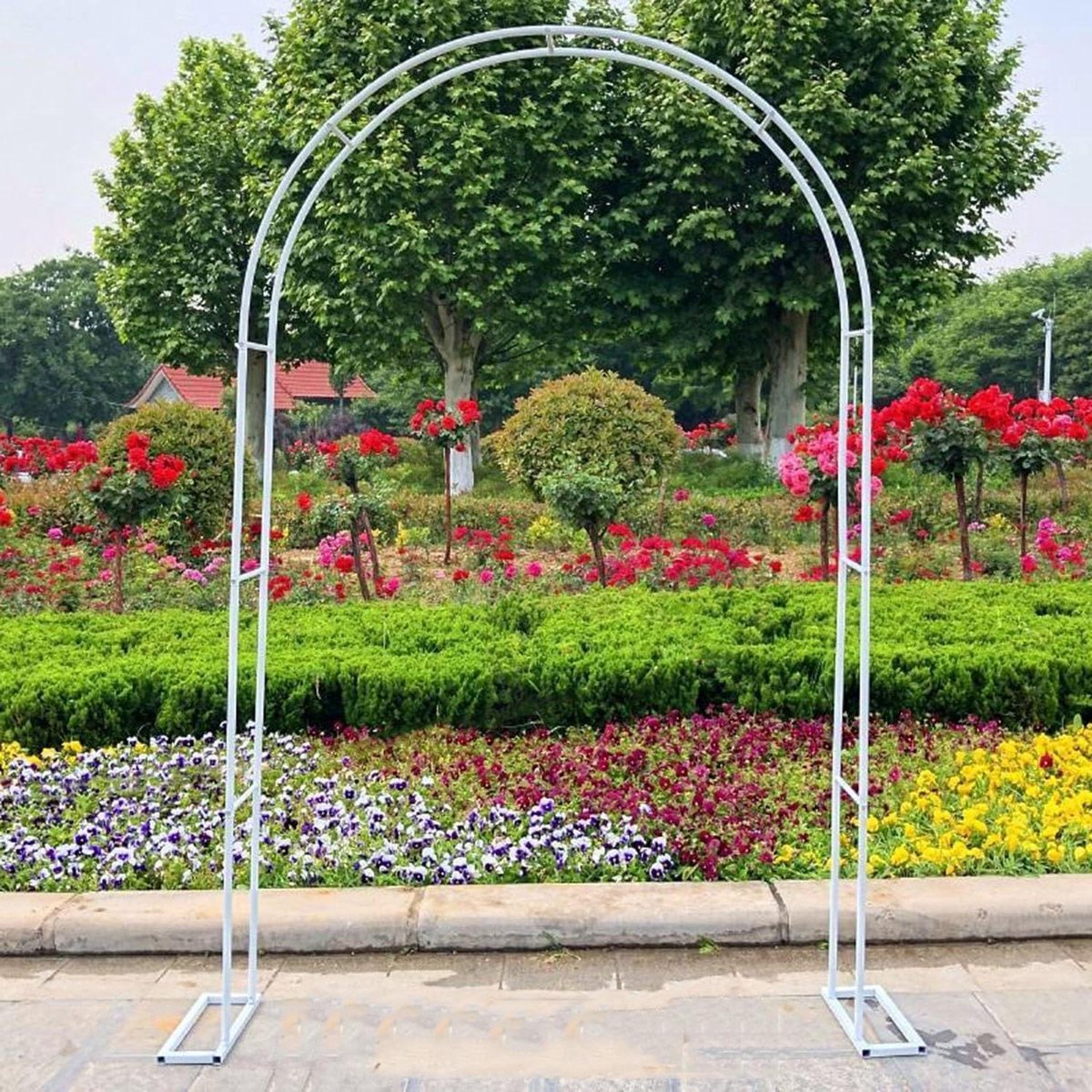 Tuinboog Metaal - Rozenboog Klimhulp - Planten Steunen - Weerbestendig Staal - 1.2m x 2.30m - Wit