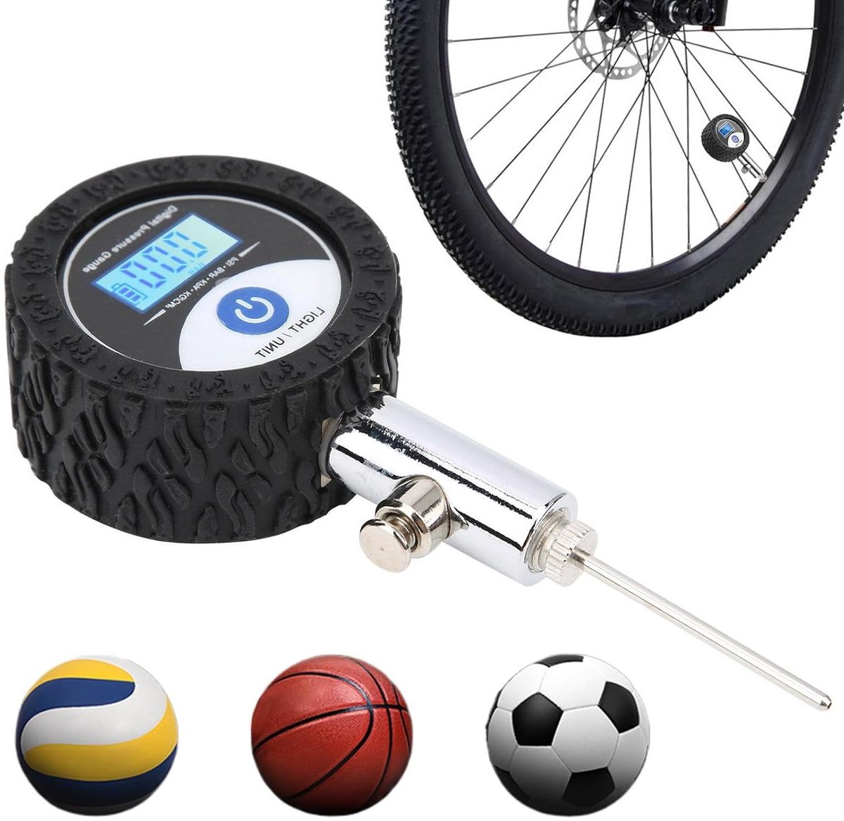 Luchtpomp - Ballenpomp Compressor - Banden en Ballen Oppompen - Digitaal PSI Display - 12 x 5 x 4 cm