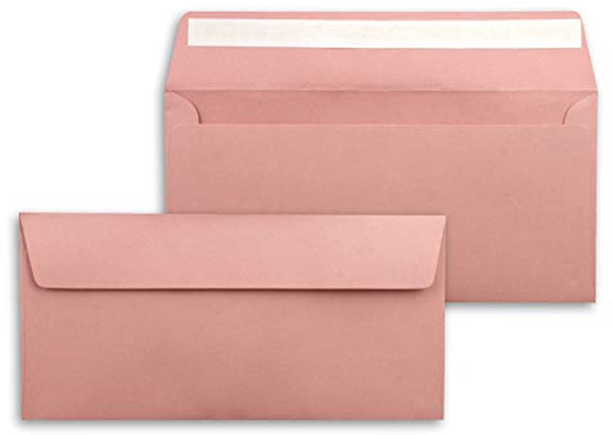 Enveloppen DIN lang - Oudroze kaarten - Kaarten versturen - Zelfklevende sluiting - 11 x 22 cm - Oudroze