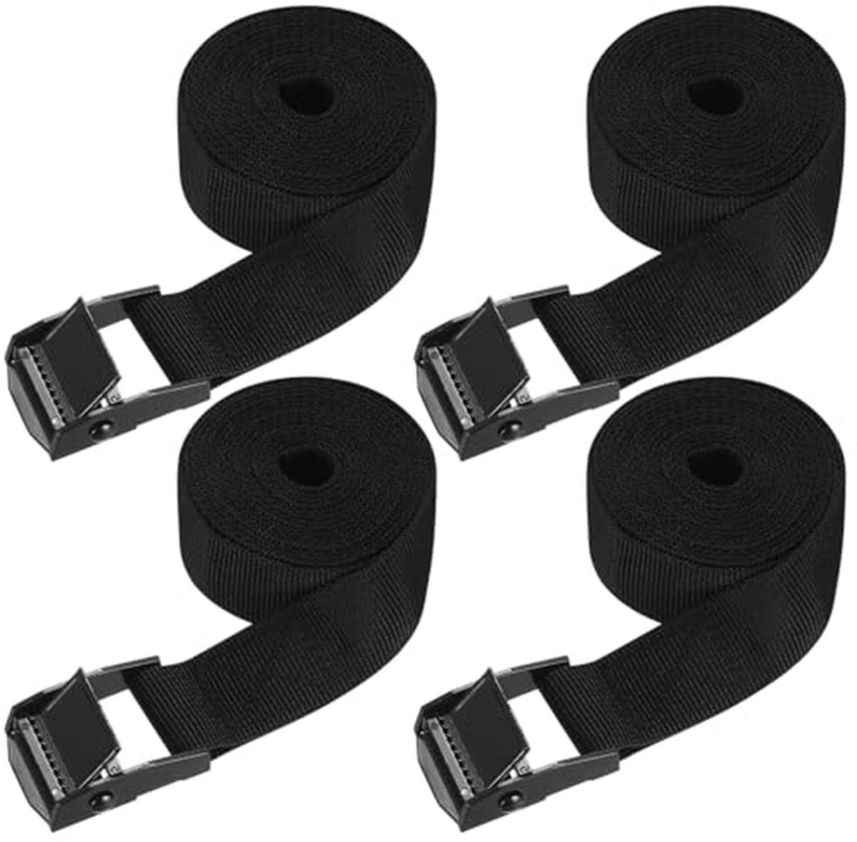 Spanbanden Zwart - Vastzetbanden Bevestigingsriemen - Bagage Vervoeren - Snelsluiting Gesp - 25 mm x 2 m - Zwart