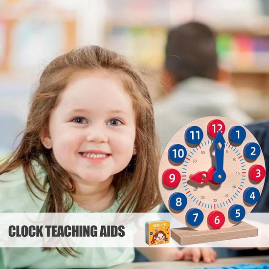 Houten Leerhorloge - Educatieve Klok - Kinderen Leren - 18 Kaartactiviteiten - 21.7 x 7.6 x 21.5 cm - Meerkleurig — afbeelding 5
