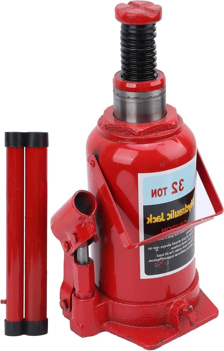 Hydraulische Krik - Fleskrik Autokrik - Auto's Hefen - Dik Staalplaat Materiaal - 32 Ton - Rood