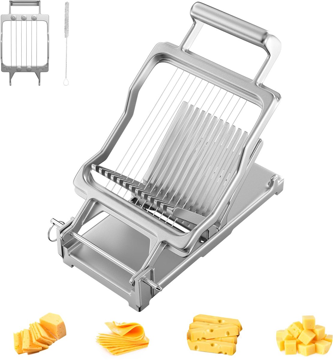 SnelShoppen - Professionele Kaassnijder voor Blokkaas met 1 cm & 2 cm Dikte, Roestvrijstalen Snijdraad, Ideaal voor Restaurants, Bakkerijen, Catering