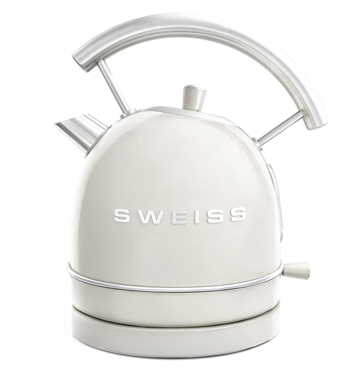 SnelShoppen - Vintage elektrische waterkoker 1,8 l - Compact roestvrij staal - 2200 W - Snel koken - Automatische uitschakeling - 360 graden sokkel -