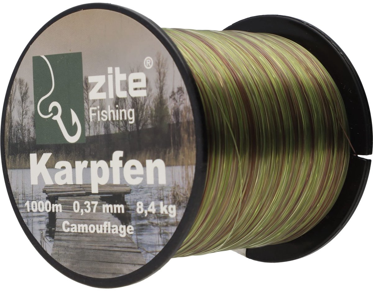 SnelShoppen - Zite Fishing Monofilament Visdraad Camouflage - Karperlijn 0,28-0,37 mm - 1000 m Spoel - Slijtvast Nylon - Ideaal voor Karpervissen en H