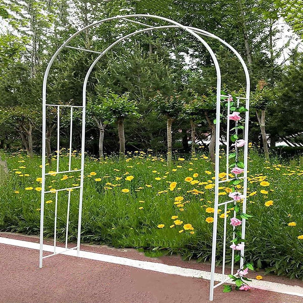 Tuinboog Metaal - Rozenboog Prieel - Klimplanten Ondersteunen - Weerbestendig Gegalvaniseerd Staal - B230-260 x H270 cm - Wit