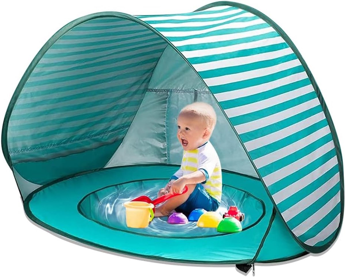 SnelShoppen - Pop-up Strandtent voor Baby's met Scheidbaar Zwembad, UV-bescherming 50+, Ideaal voor Strand, Tuin, Camping, Geschikt voor Peuters 0-3 J