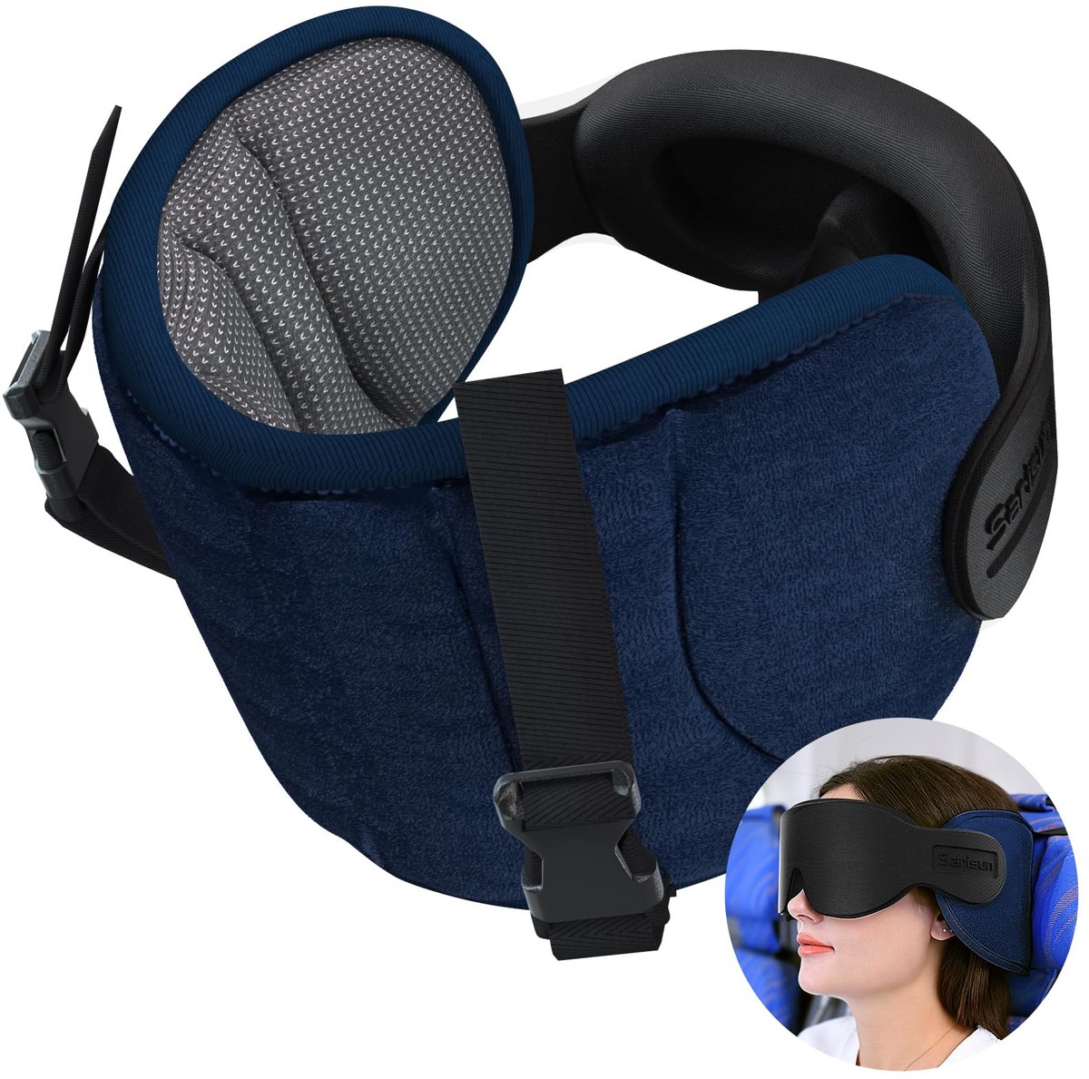 SnelShoppen - Sarisun Reiskussens voor Vliegtuigen en Auto - Comfortabel Nekkussen met Oogmasker voor Slapen en Reizen - Ideaal voor Lange Vluchten en