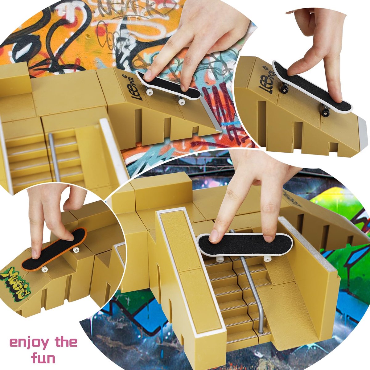 SnelShoppen - Vingerboard Hellingset Mini Skate Park Kit voor Kinderen, 2 Complete Vingerboards, Mini-Helling voor Skate-Trucks, Kinderspeelgoed voor