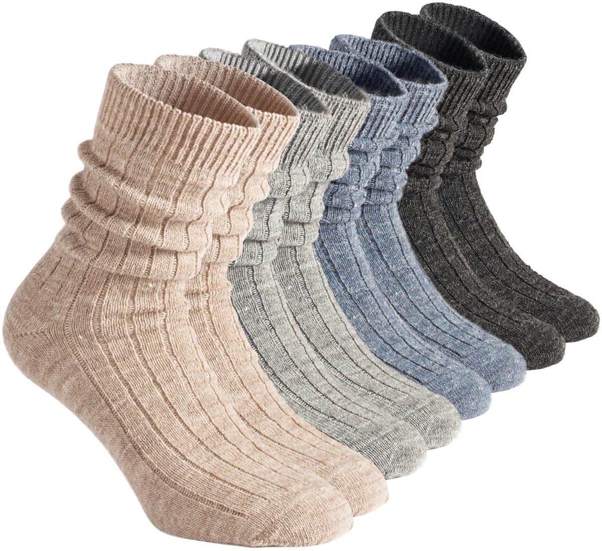 Dailygoods - 4 Paar Alpaca Wol Sokken - Dikke Thermo Sokken voor Winter