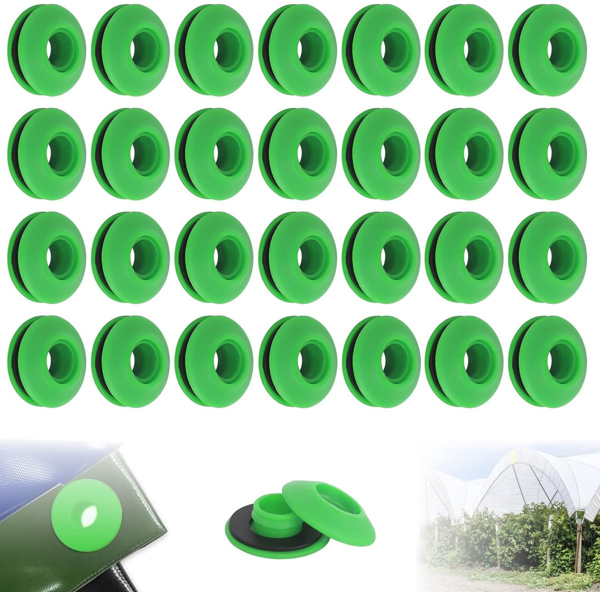 Dailygoods- Ogenenset 50 Stuks - Kunststof Oogjes - Duurzaam - Voor Dekzeil - Voor Tenten - Afmetingen 28 x 28 x 12 mm