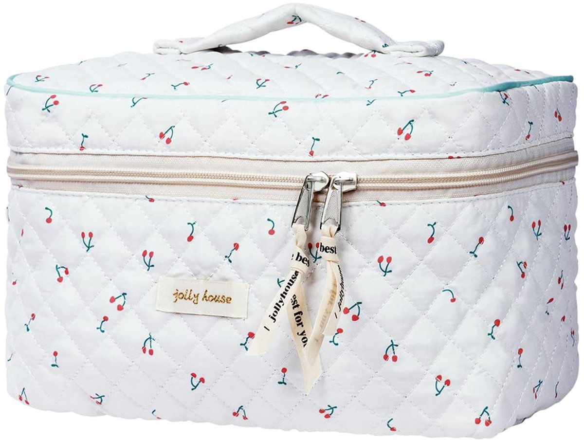 Dailygoods - Make-uptas - Toilettas met bloemenpatroon - Grote capaciteit - Katoenen make-uptas - Ideaal voor reizen - Geschikt voor kinderen en dames