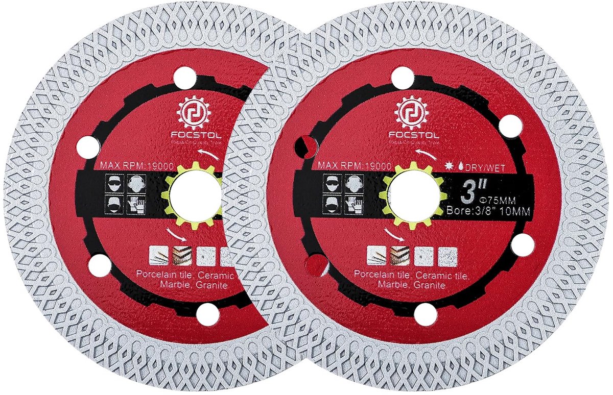 Dailygoods - Diamanttegelzaagblad - 2 stuks 75 mm voor Keramische Tegels en Marmer