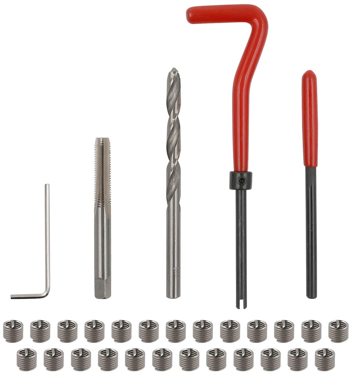 Dailygoods- Schroefdraadreparatieset 30 Stuks - M6 x 1 mm - Sneldraais - Boren - Schroefdraadboren - Handgereedschapsset - Robuuste Duurzaamheid - Draadreparatie