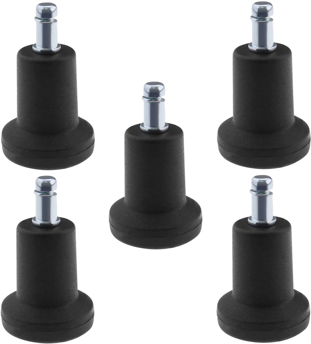 Dailygoods - Bell Glides - Vervangende Zwenkwielen - Zwart - Kantoorstoel Accessoire - Zwenkwiel Stopper - Geschikt voor Multi-oppervlak