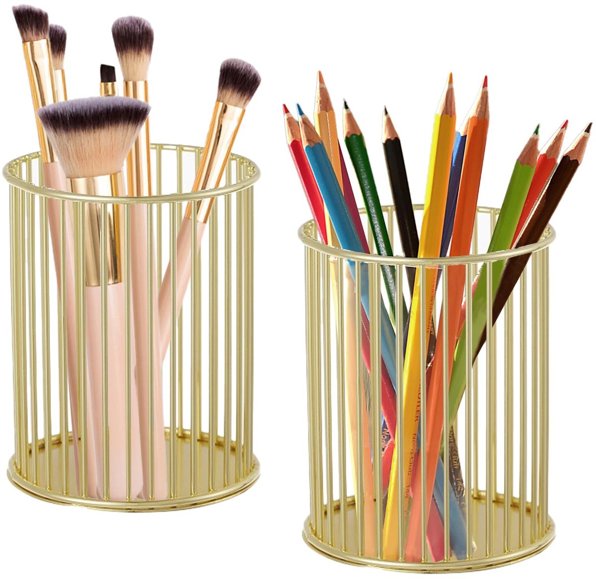 Dailygoods - 2 Stuks Pennenhouder en Make-up Organiser - Gouden Tafel Organizer