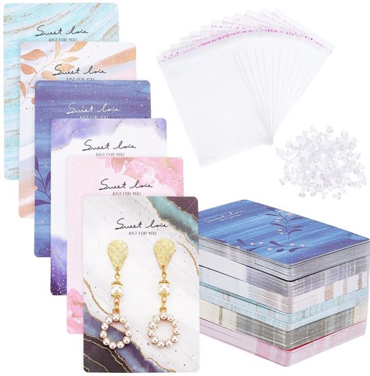 - Sieraden Display Kaarten - 100 stuks - Praktische set voor sieraden - Wit karton - Oorbellen en armbanden - Perfect voor DIY projecten