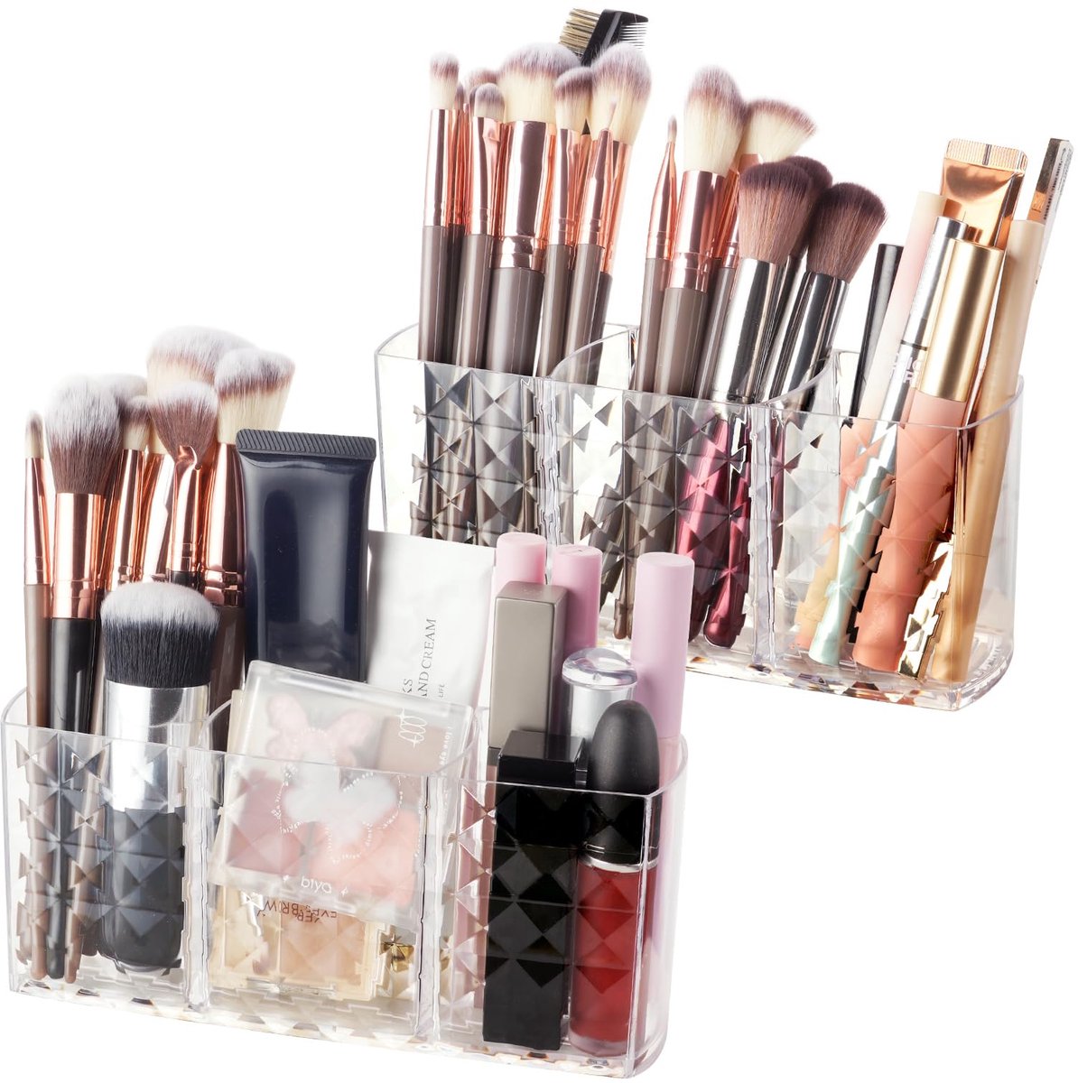 Dailygoods - 2 Stuks Acryl Make-up Borstelhouder - Transparante Organizer