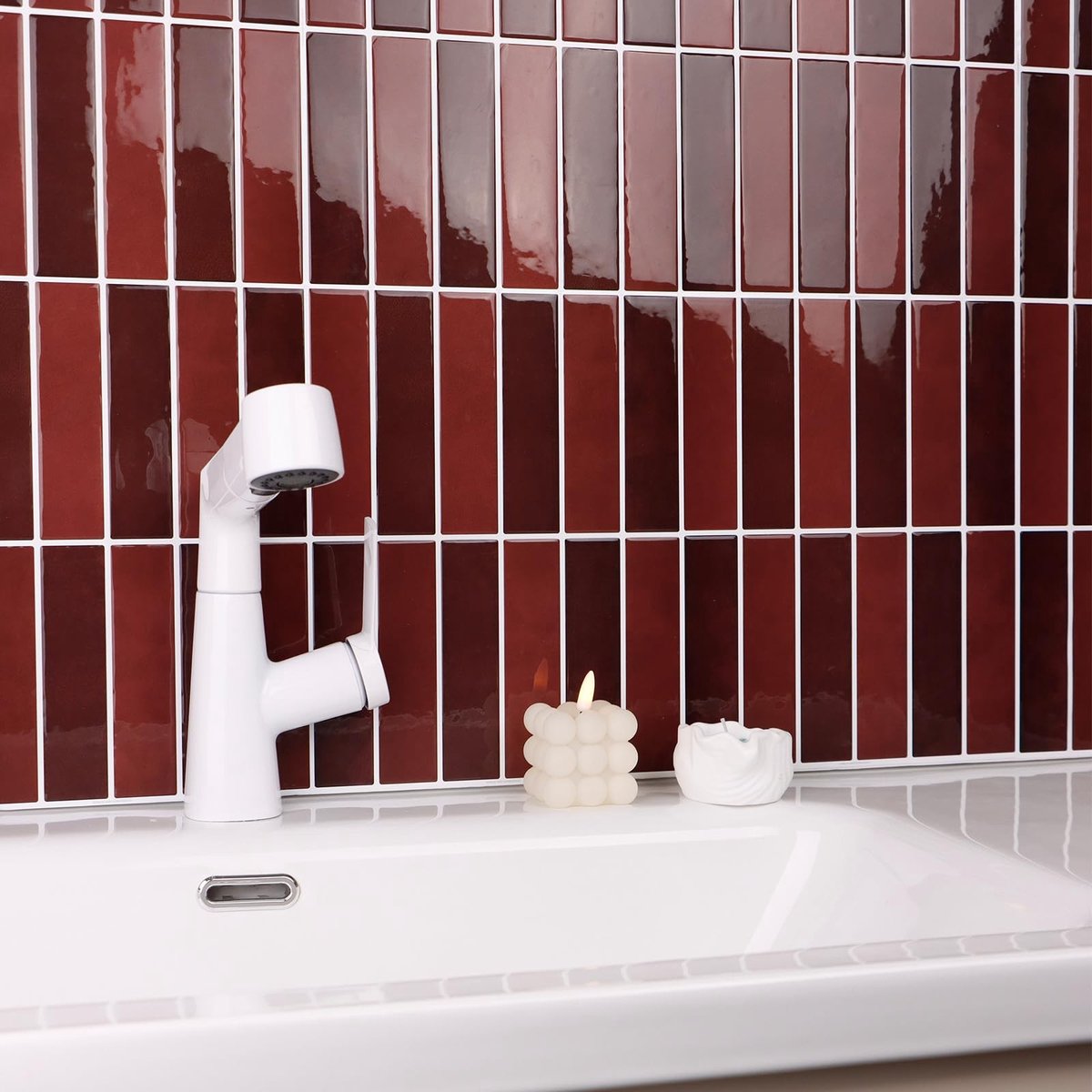 Dailygoods - Rode zelfklevende 3D wandtegels voor keuken en woonkamer - 10 vellen 28 x 22 cm
