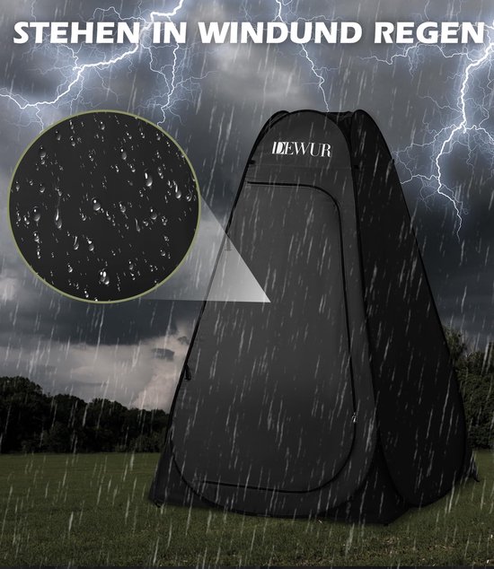 SnelShoppen - Camping Toilettentent UV 50+ Douchetent Pop-up Omkleedtent Privacietoilet Omkleedcabine Mobiele Buiten-WC-tent met Draagtas - Zwart van Snelshoppen — afbeelding 5