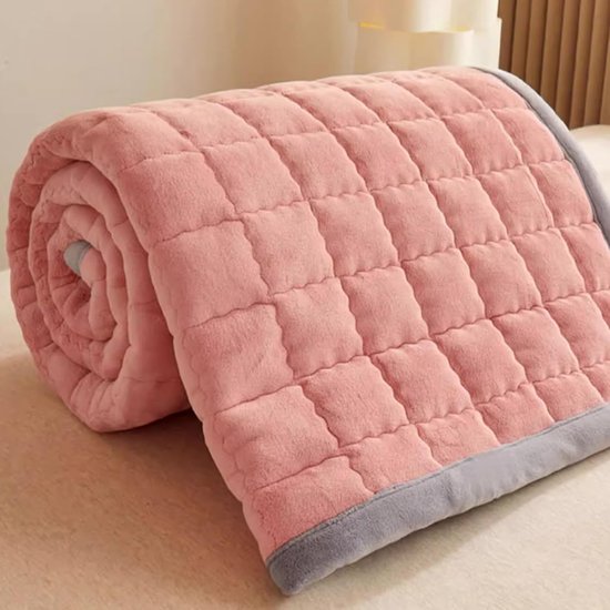 Draagbare Futonmatras - Vloerbed - Gasten Comfort - Oprolbaar Ruimtebesparend - 80x200cm - Roze — afbeelding 3