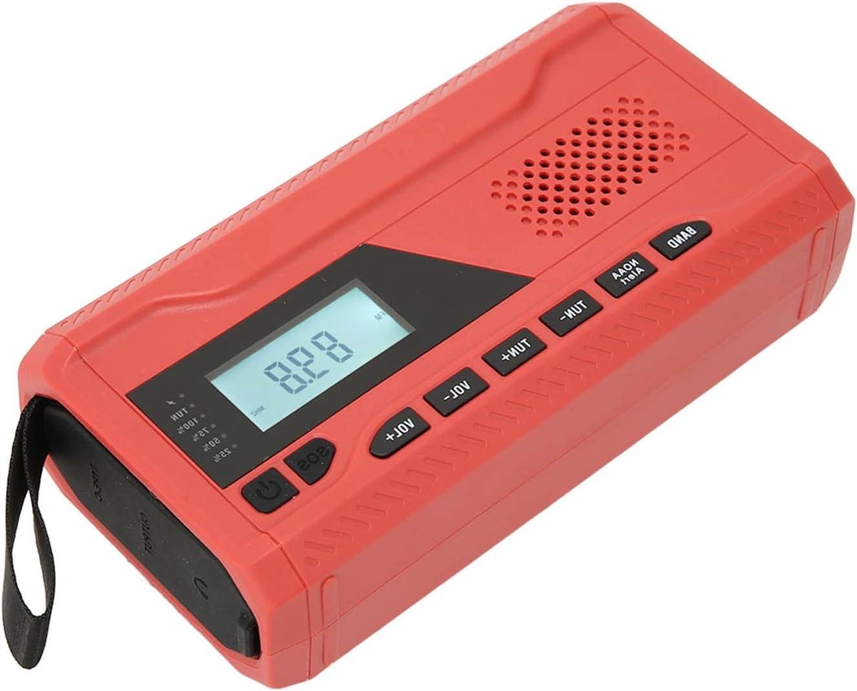 Noodradio Hand Crank - Draagbare Radio - Buitenactiviteiten - SOS Alarm Functie - 150 x 75 x 50 mm - Zwart