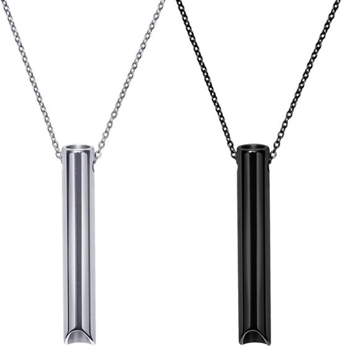 Stress Relief Ketting voor Angst Verlichting en Mindfulness - Zwart & Zilver - Mannen en Vrouwen - Ademhalingstechniek - 2 Stuks