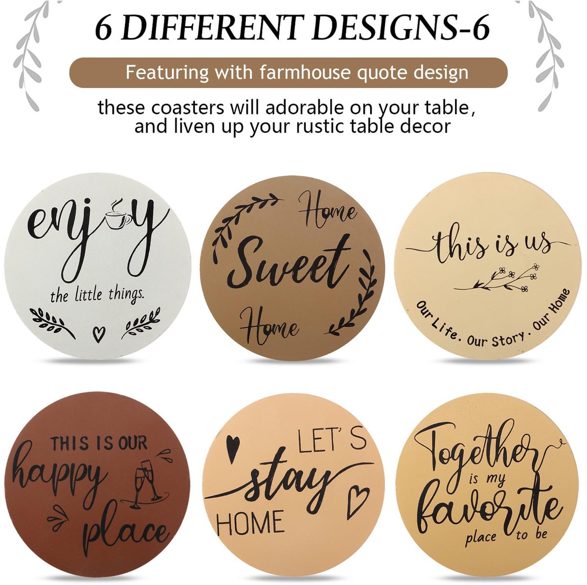 SnelShoppen - Houten Hart Onderzetters Set van 6 - Grappige Woondecoratie voor Drankjes - Bruin - Met Houder - Ideaal Housewarming Cadeau voor Familie