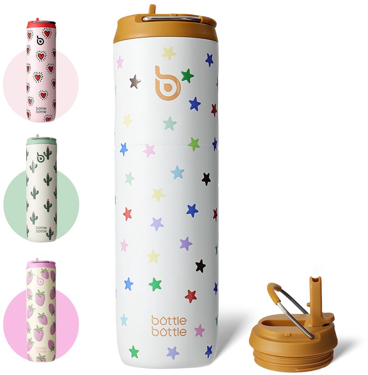 SnelShoppen - Sportgeïsoleerde RVS Fles 700 ml met Rietje en Deksel - Ideaal voor Sport, Camping, Kinderen en Thuisgebruik - Handvat Inclusief - Stell