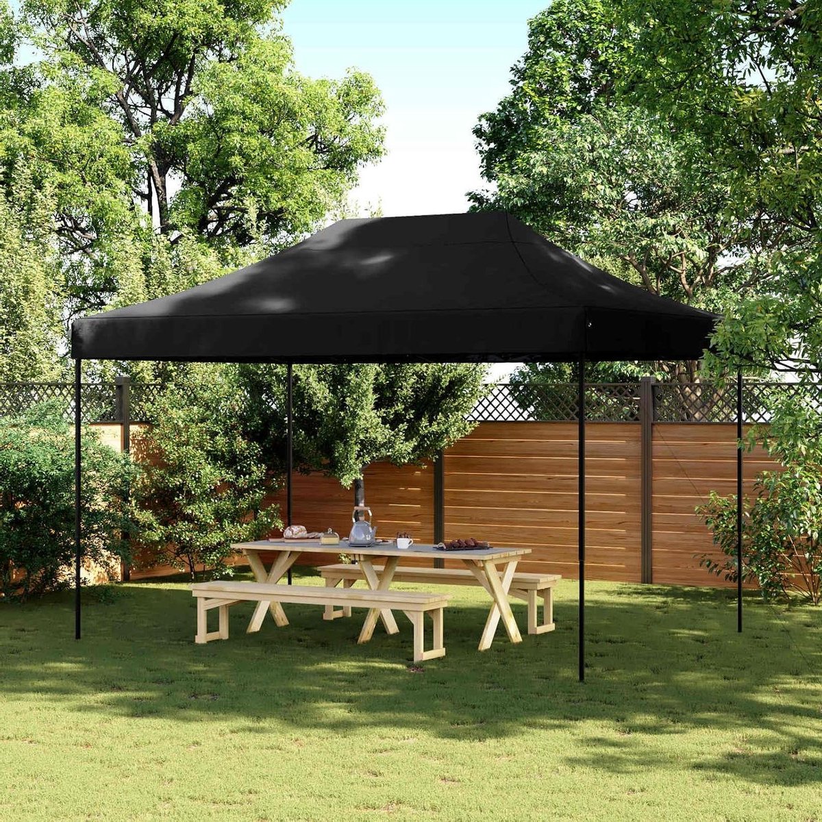 Opvouwbare Partytent - Feest Tent - Buitenfeesten Organiseren - Waterafstotend Oxford - 410 x 315 cm - Zwart
