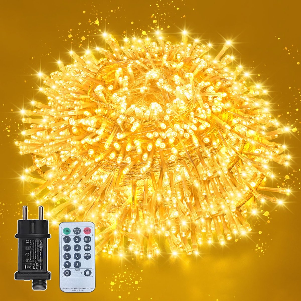 SnelShoppen - Warmwitte LED Lichtketting 40m met Afstandsbediening, Timerfunctie en 8 Knippermodi - Binnen en Buiten Decoratie voor Kerstmis, Bruiloft