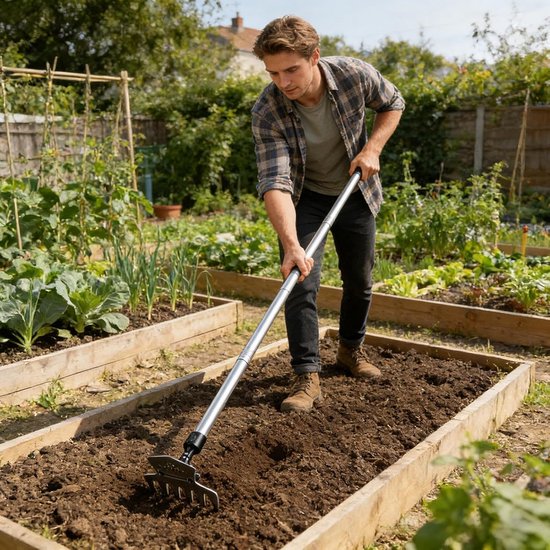 Schoffel Tuinhark - Handgereedschap Tuin - Onkruid Wieden - Verstelbare Lengte - Tot 98.5 cm - Metaal van Schöffel. — afbeelding 5