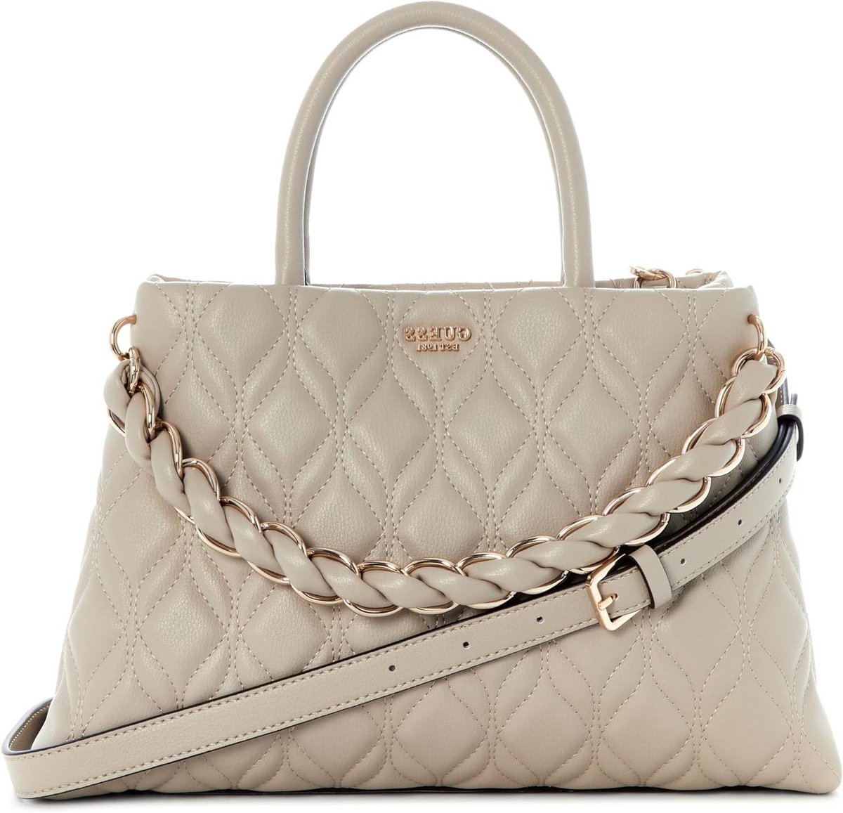 Schoudertas Handtas - Dames Tas - Dagelijks Gebruik - Decoratieve Ketting - 34 x 23 x 12 cm - Licht Taupe