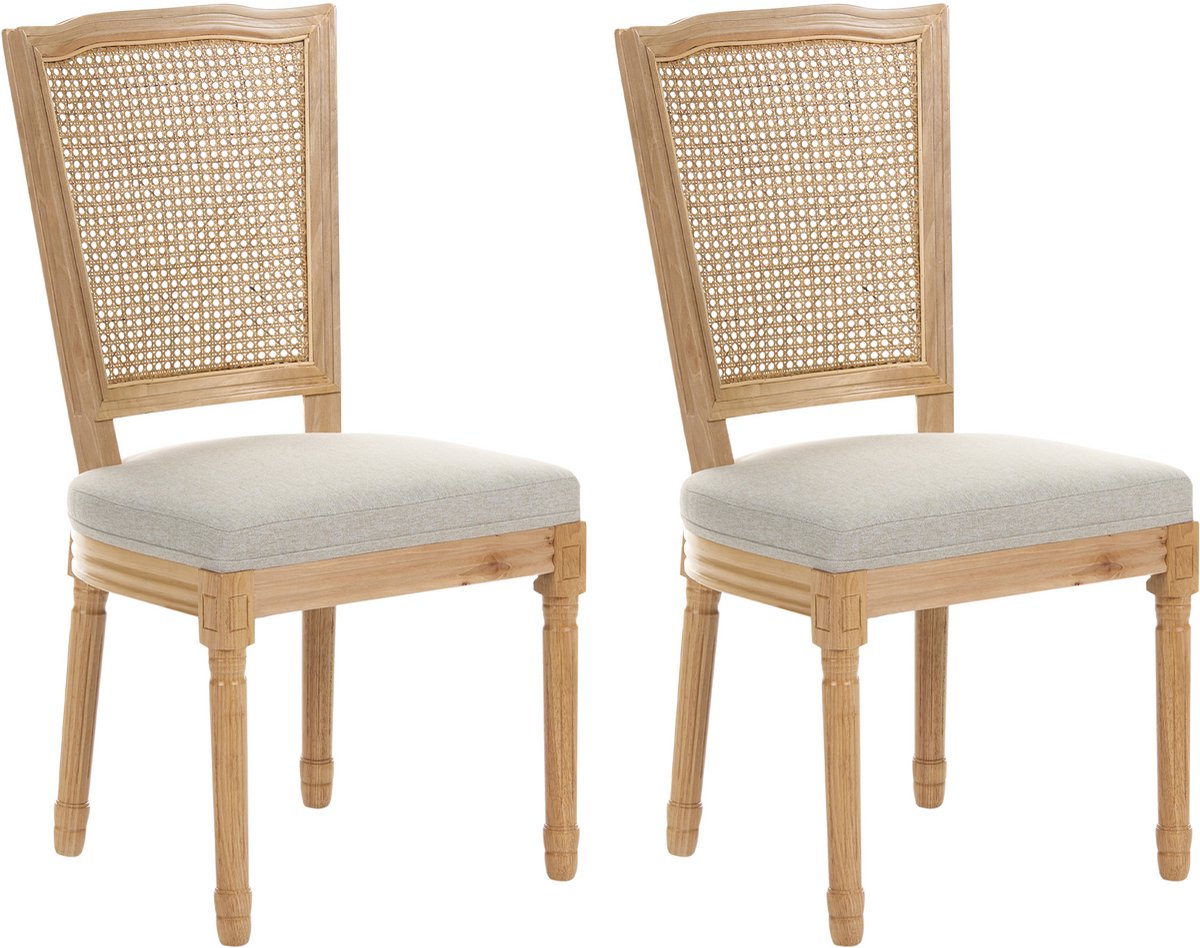 BONANZA - Eetkamerstoel set van 2 - Lichtbruin/Beige - Stof