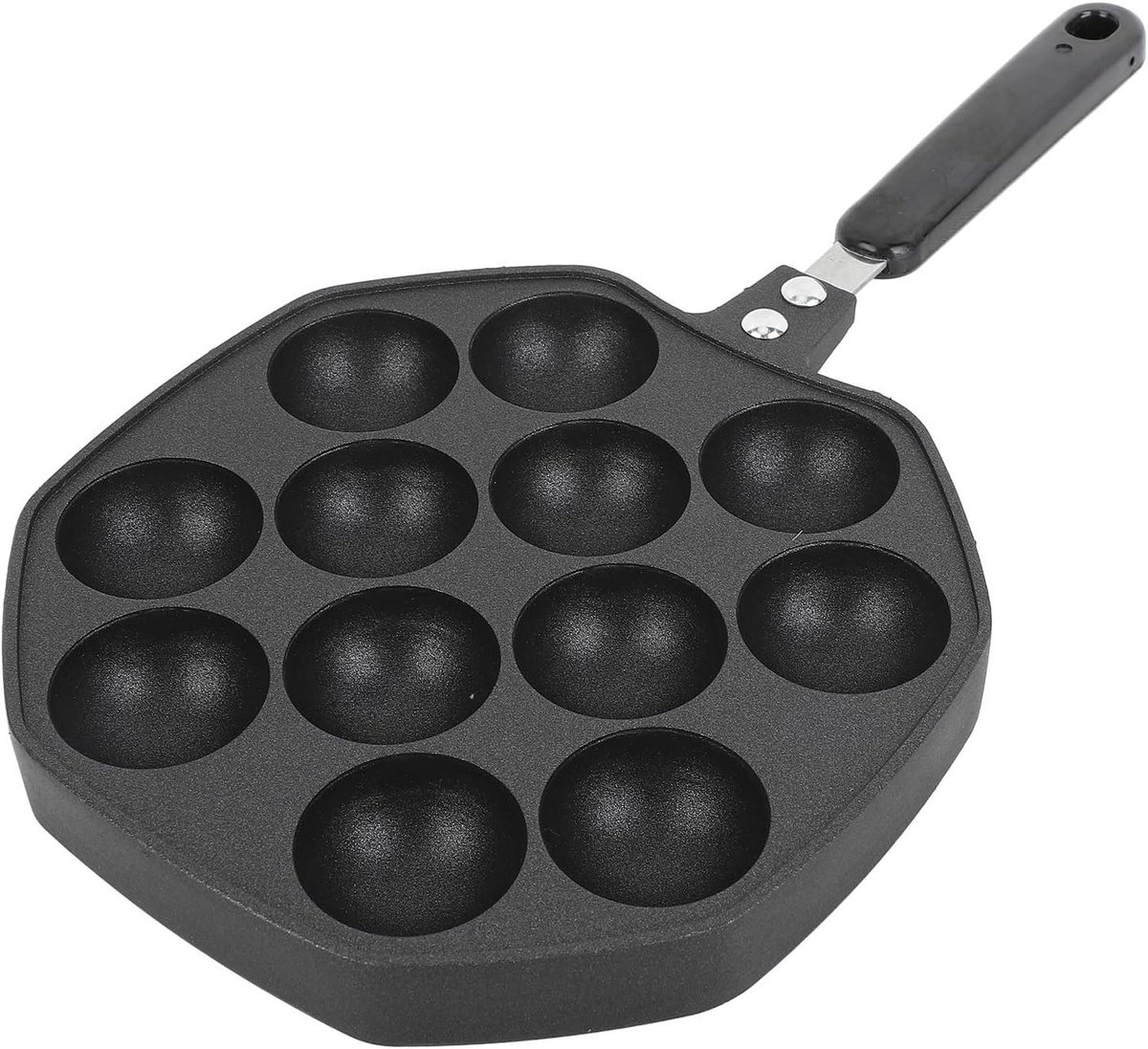 Takoyaki Koekenpan - Octopus Ballen Pan - Japanse Snacks Maken - 12 Ronde Vormen - 30 x 20 cm - Zwart