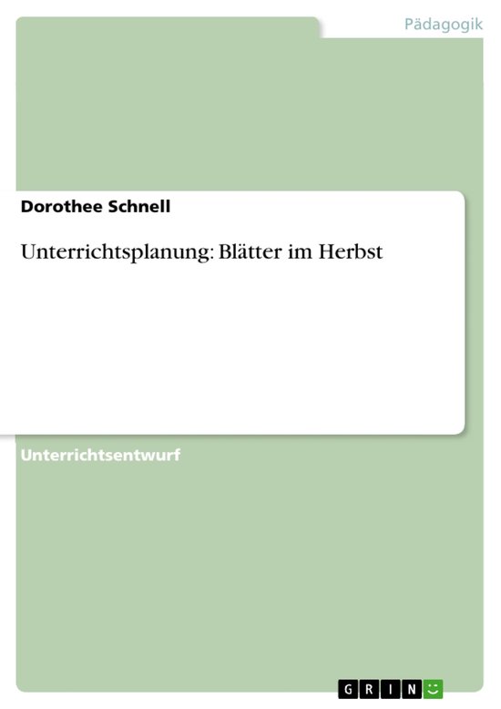Unterrichtsplanung: Blätter im Herbst - cover