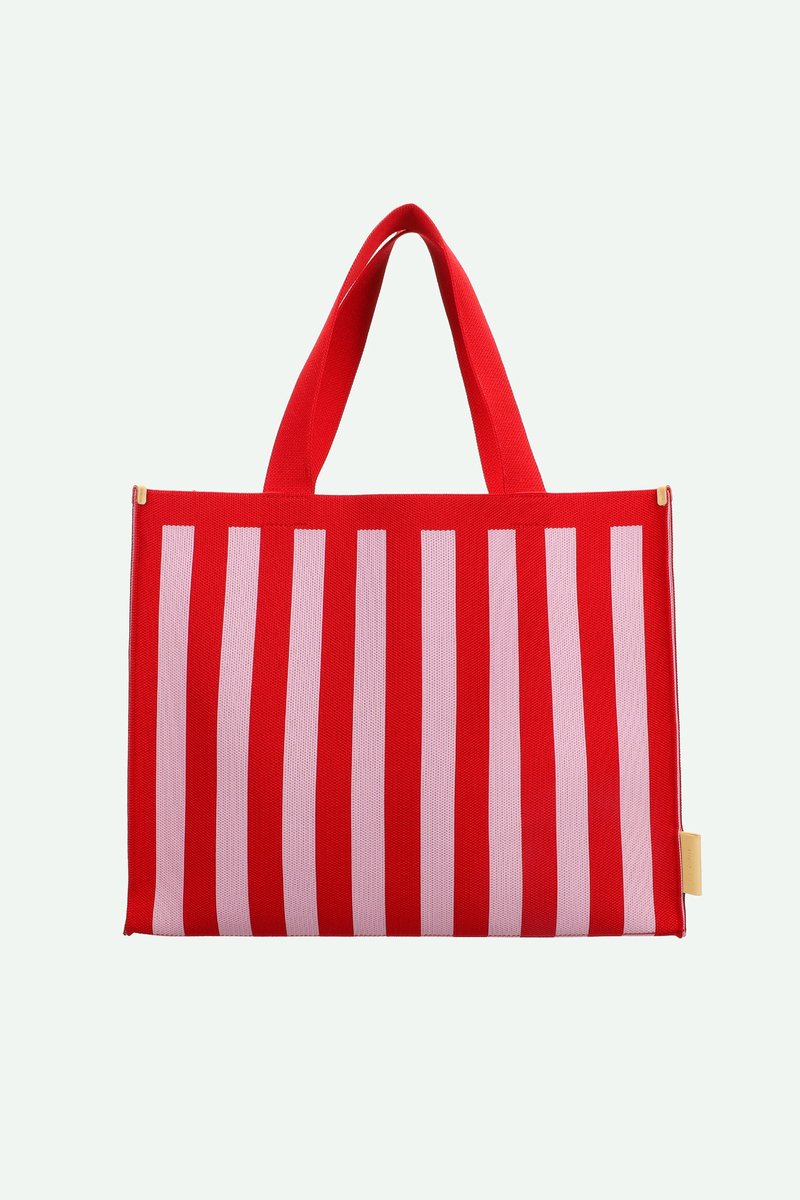 Sticky SIS - shopper - knitted stripes - cérise + ballet