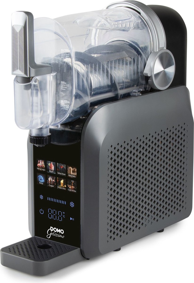 DOMO DO9308I Slushie Maker “GELISSIMO” - Softijs Machine - Slush Puppy Maker - Frappé - Milkshake - 7 Programma’s - 1,8 Liter - Quick Freeze 10-30 Minuten - Zelfreinigingsfunctie