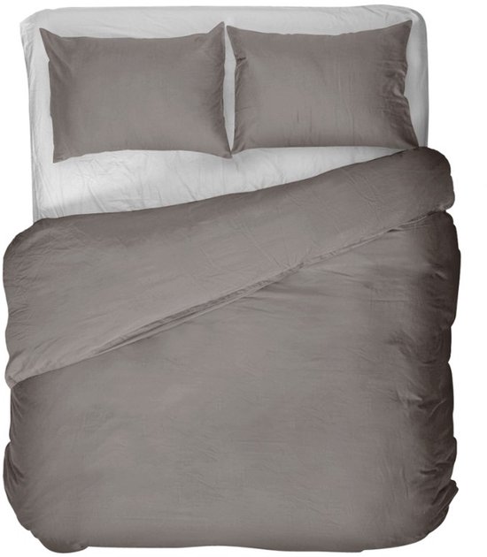 Kayori Saya Dekbedovertrek Katoensatijn - 140x200-220 + 1 sloop - Eenpersoons - Biologisch Katoen - Taupe van Merkloos — afbeelding 5
