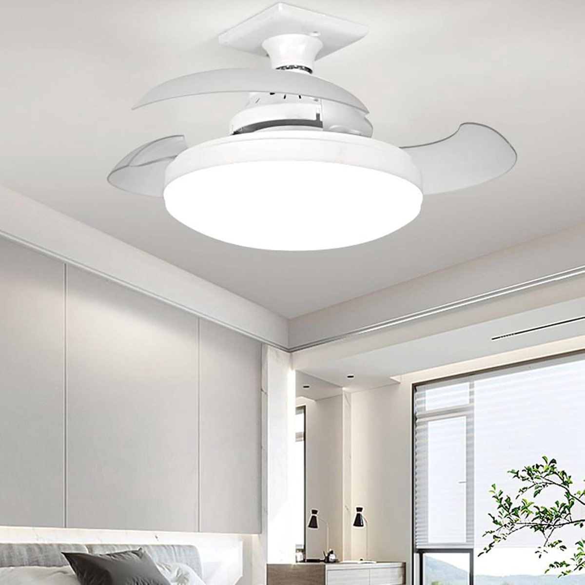 Plafondventilator met Verlichting - Ventilatorlamp Plafondkoeler - Comfort Verbeteren - Intelligente Dimfunctie - 38 x 13.5 cm - Crèmekleurig – foto 5