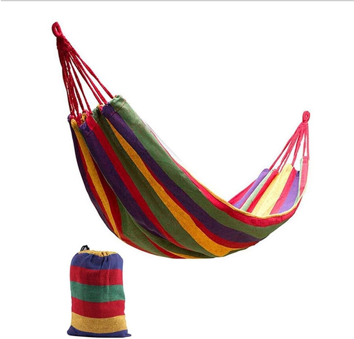 Hangmat Stoel - Schommel Zetel - Ontspannen Buiten - Ingebouwde Opbergzak - 280 x 80 cm - Rood