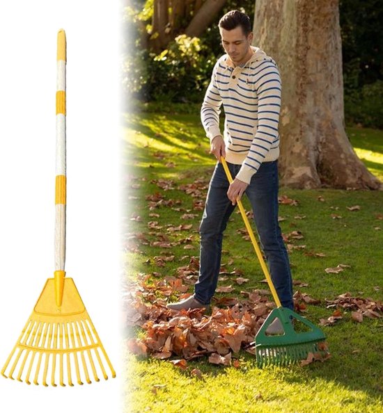 Waaier hark - Tuin hark - Gazon onderhoud - 14 Tanden - 86 cm - Geel — afbeelding 3