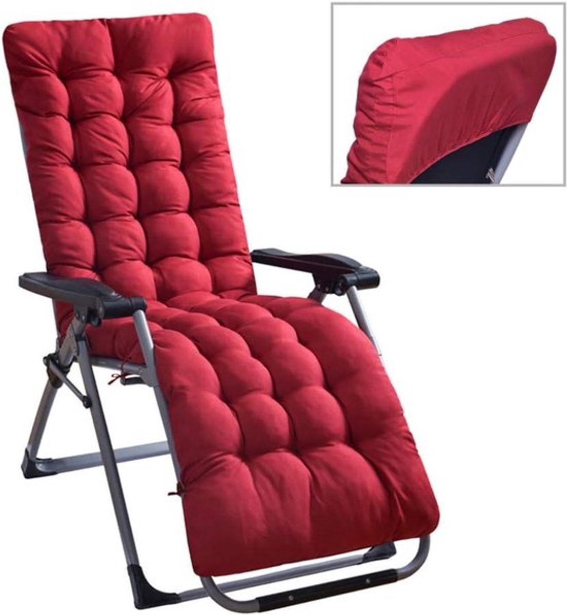 Dikke Tuin Ligstoel Kussens in Claret, Vervangende Lounge Kussen Pad. Gepaste Lounge Stoel Kussens voor Buiten.