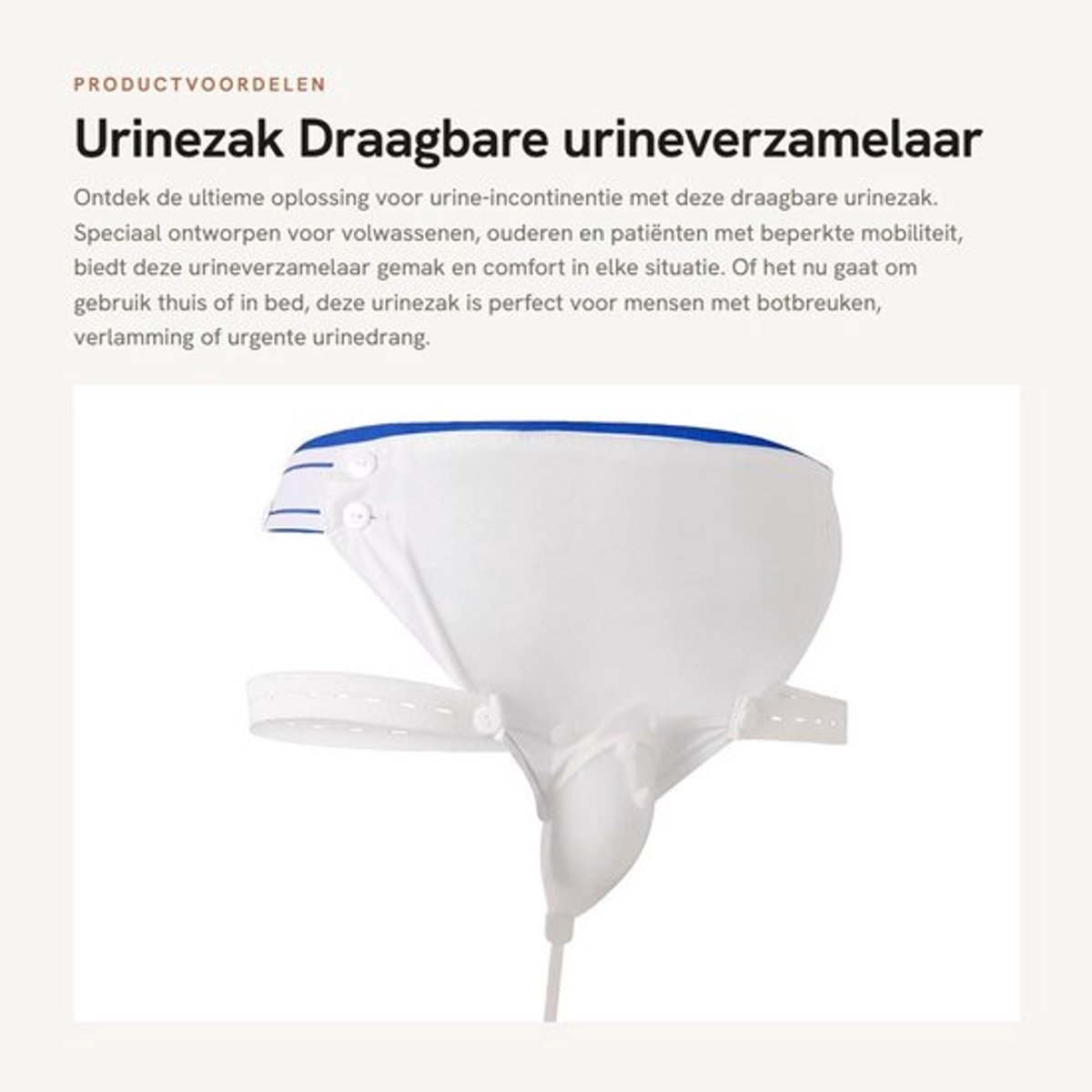 Urinezak 1000/2000 ml - Urineverzamelaar - Draagbare Urinoir - Urinezakhouder - Voor Ouderen - Siliconen/Katoen