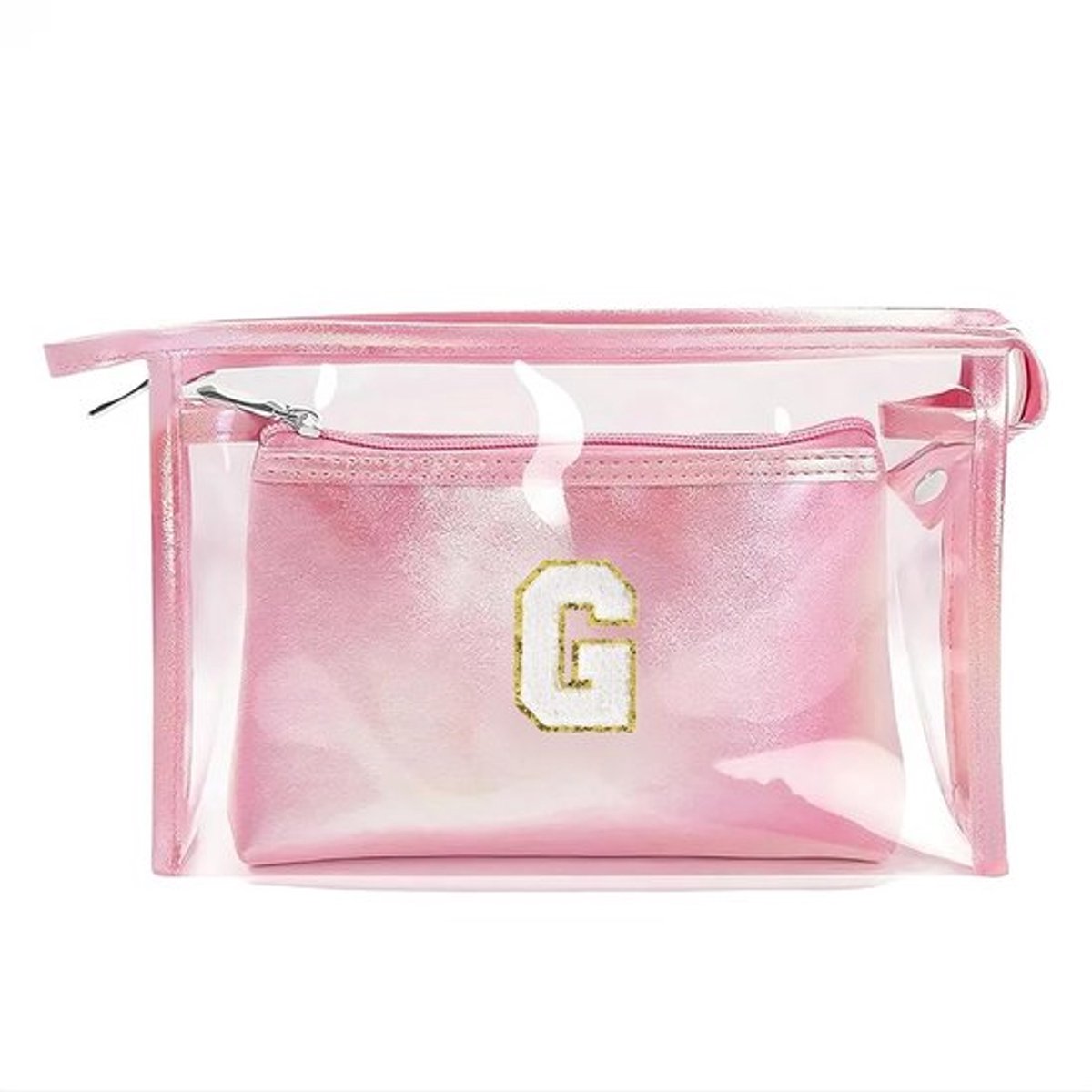- Make-up tas - Toilettas - Persoonlijk - Roze - Reistas - Voor dames en meisjes - Met initialen