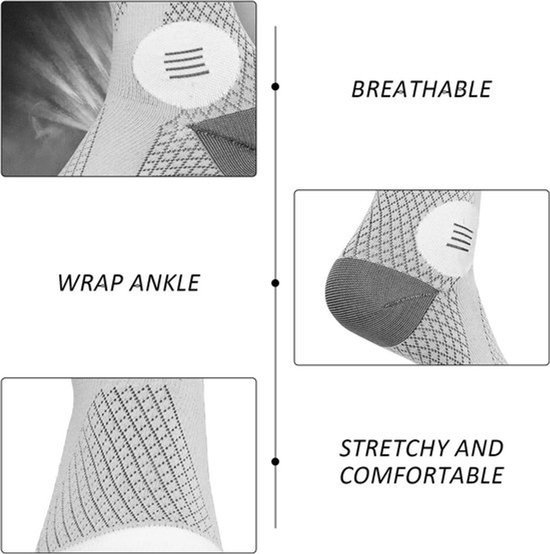 Sportieve enkelsokken voor neuropathie ontlasting en plantaire fasciitis - Drukontlastend - Unisex - 2 paar — afbeelding 3